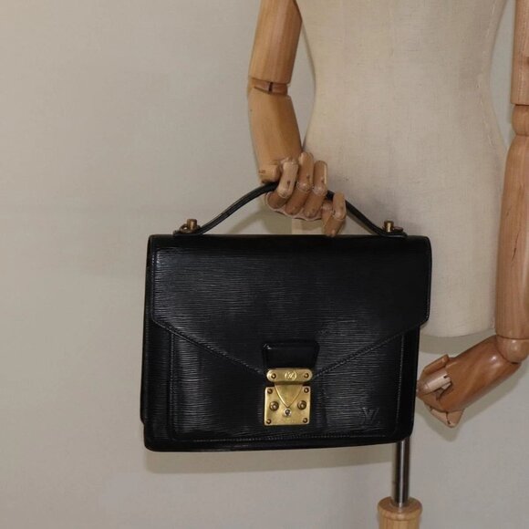 LOUIS VUITTON Epi Monceau 28 Hand Bag Black - Picture 1 of 16